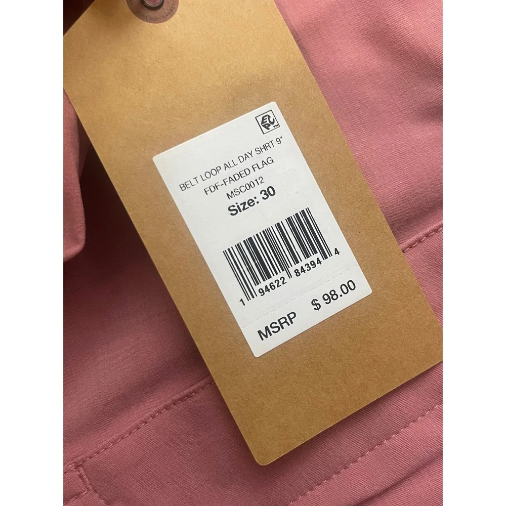 FAHERTY All Day Shorts Size 30 Faded Flag Pink NEW Casual Preppy Coastal Spring